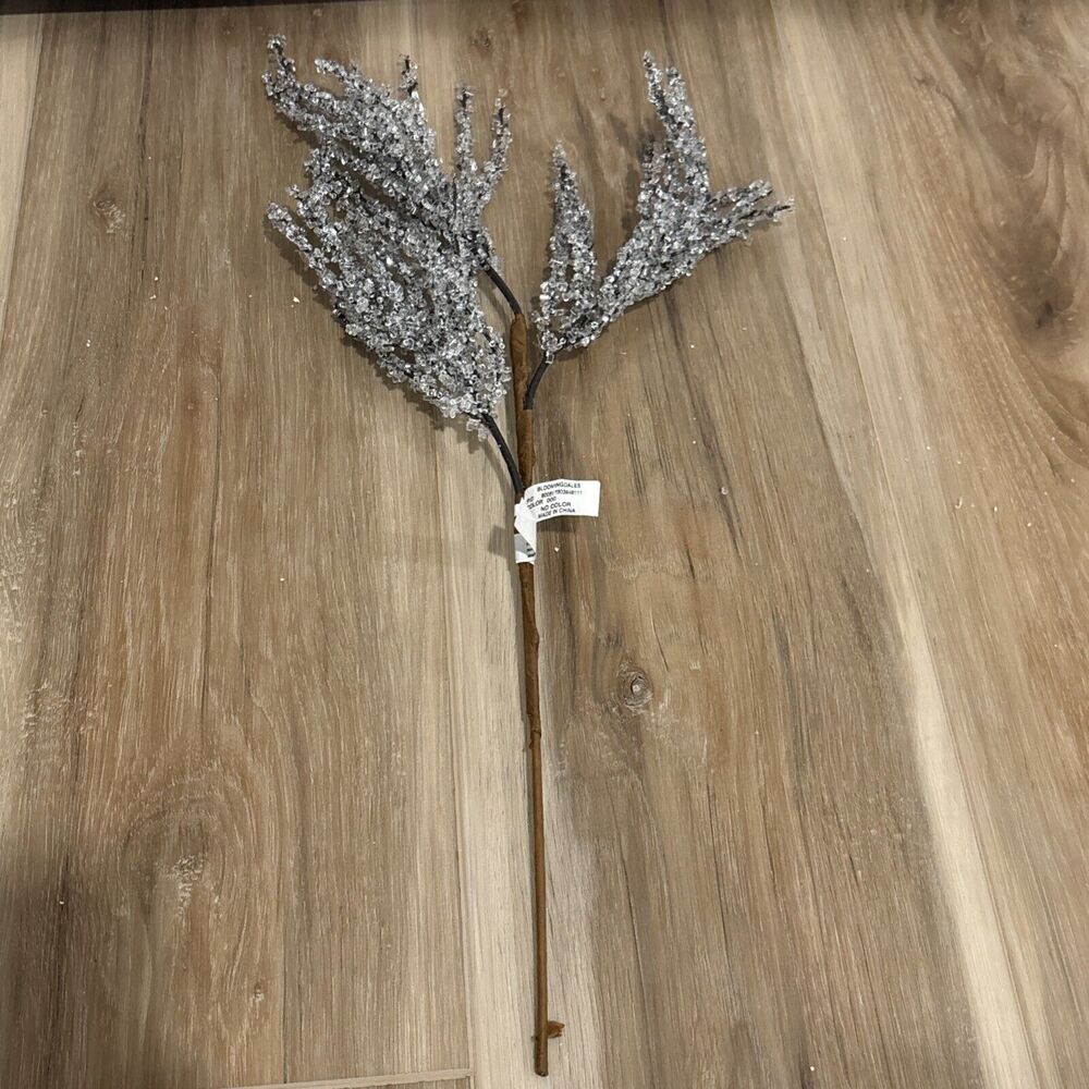 Bloomingdales Snowy Glitter Branch Frosted Artificial 18” New With Tags Holiday